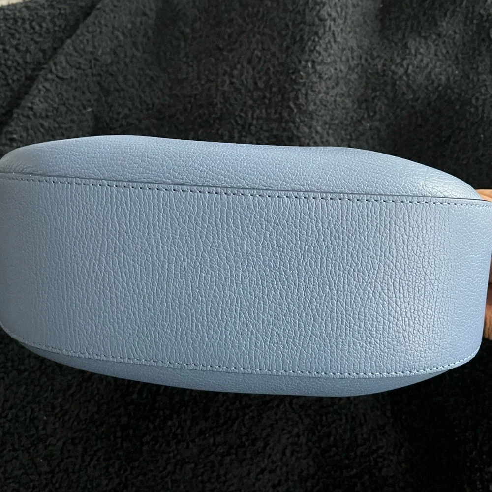 Authentic Stuart Weitzman Stellar Crescent Bag in Blue Steel - Picture 12 of 16